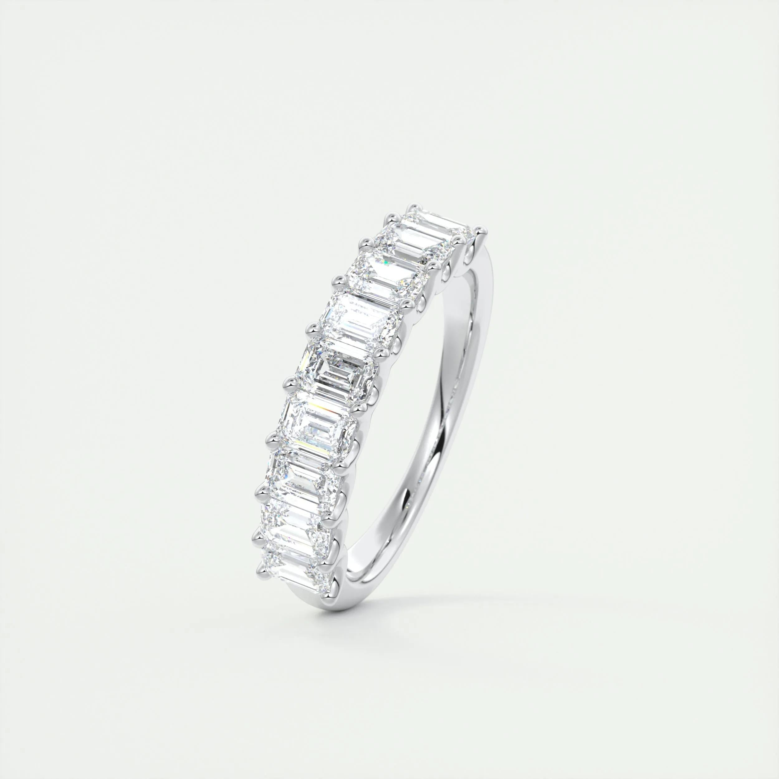 Moissanite 2.60 CT Emerald Cut Diamond Avant Garde Wedding Band