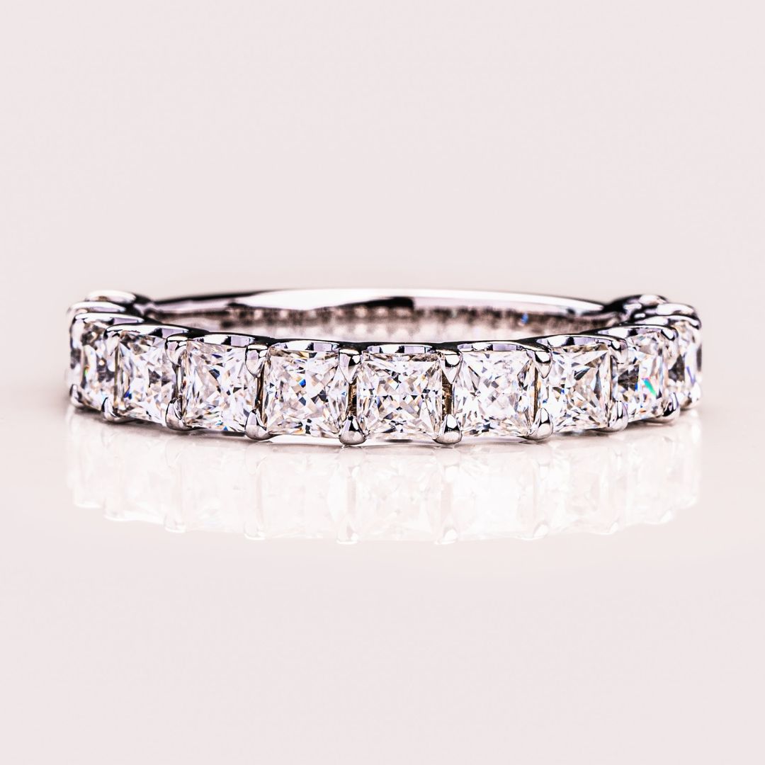 Moissanite 3.40CT Princess Cut Diamond Mid-Century Anniversary Band