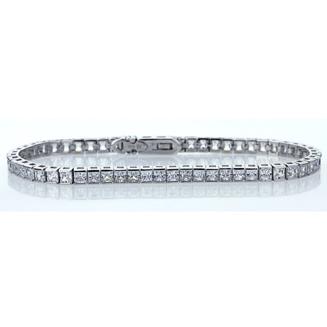 Moissanite 12.50 CT Princess Diamond Mid-Century Bracelet