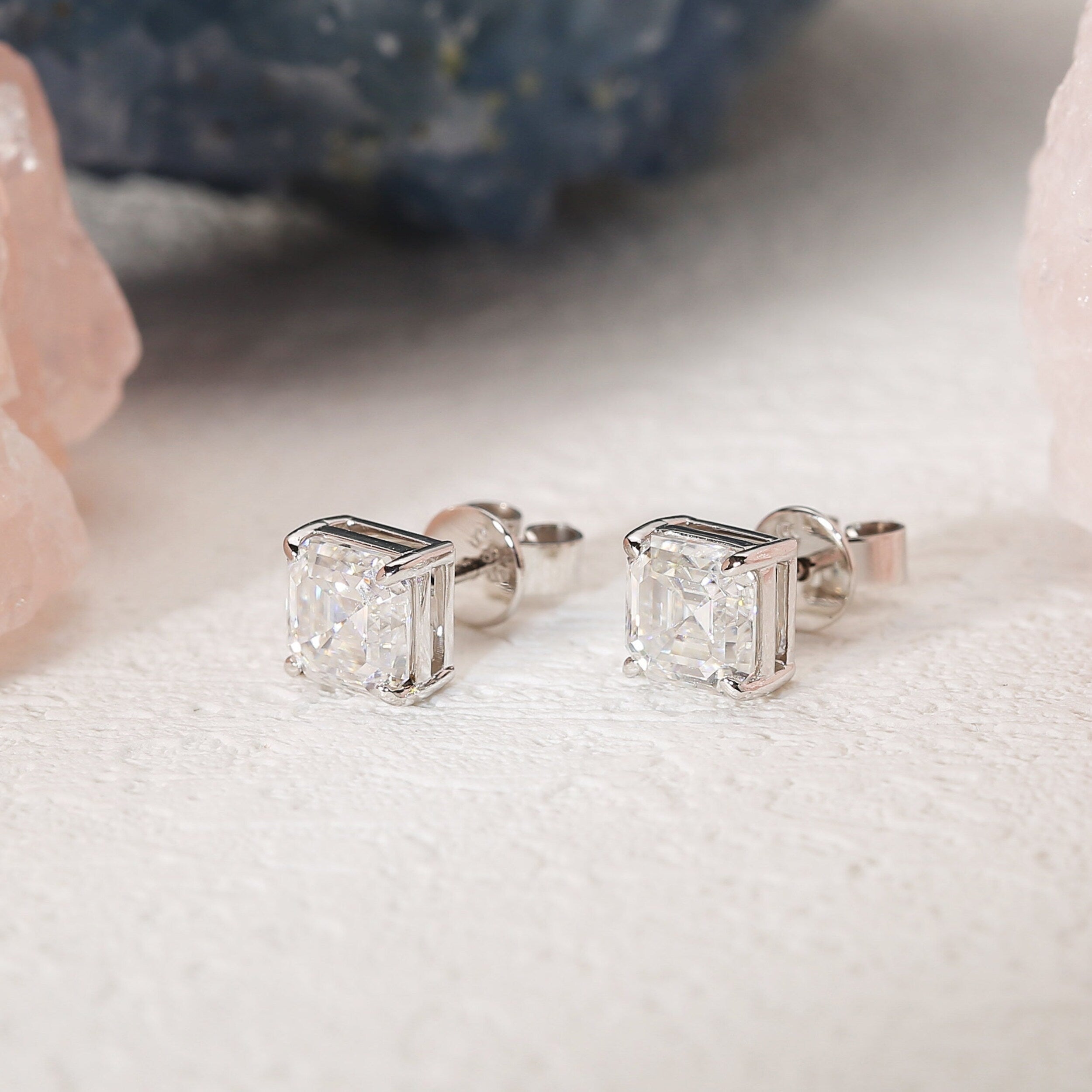 Moissanite 1.60 CT Asscher Diamond Stud Earring