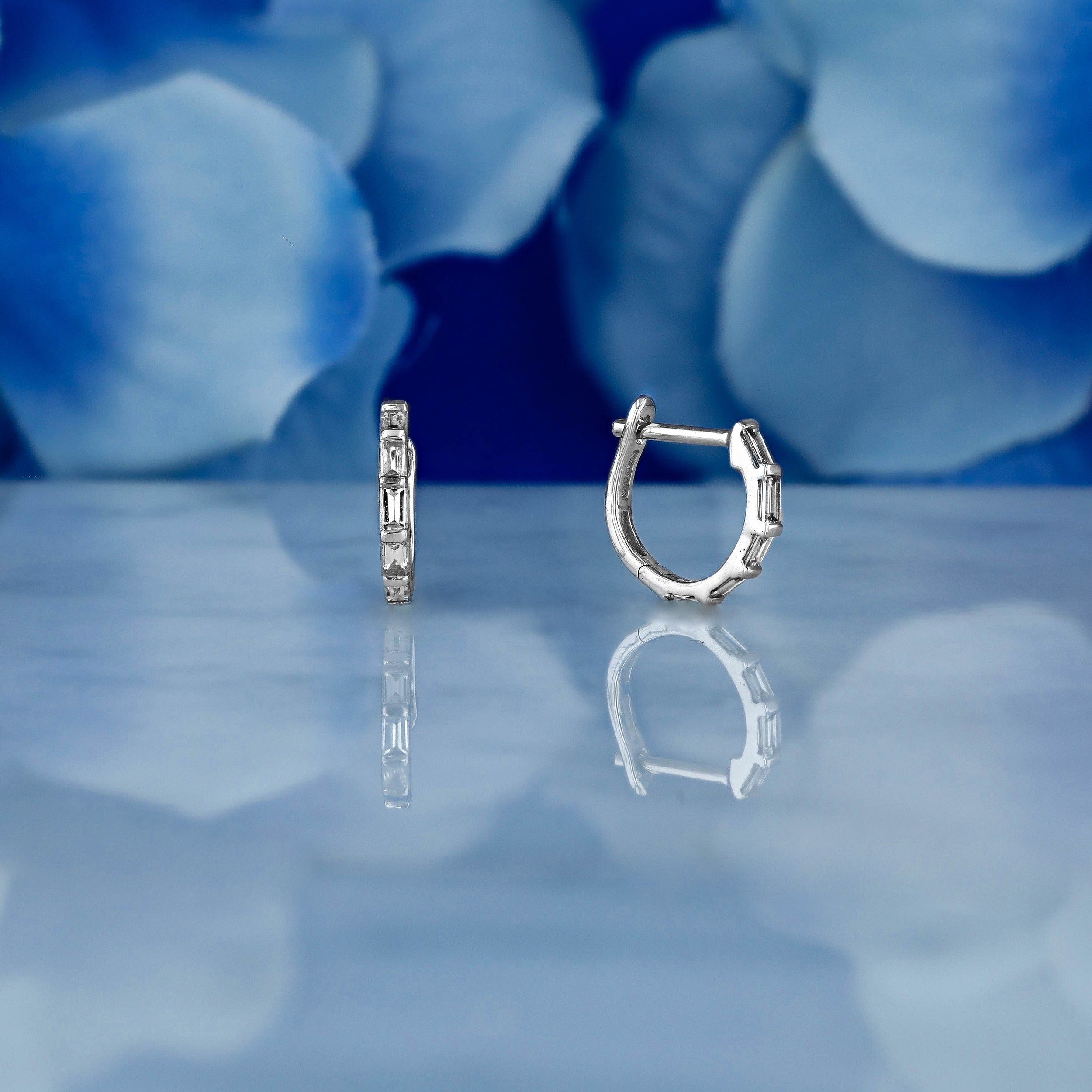 Moissanite 0.44 CT Baguette Diamond Hoop Earring