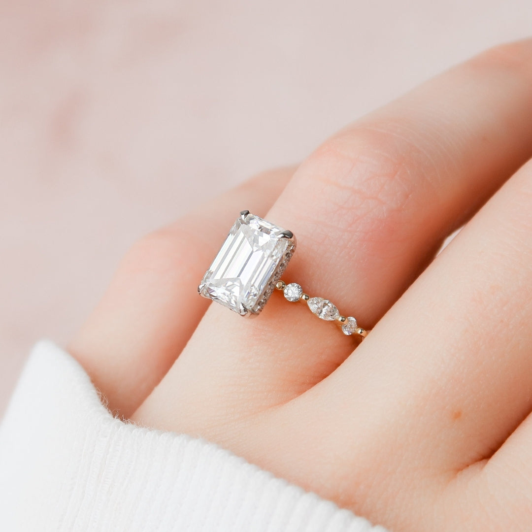 Moissanite 3.17 CT Cushion Cut Diamond Mid-Century Anniversary Ring