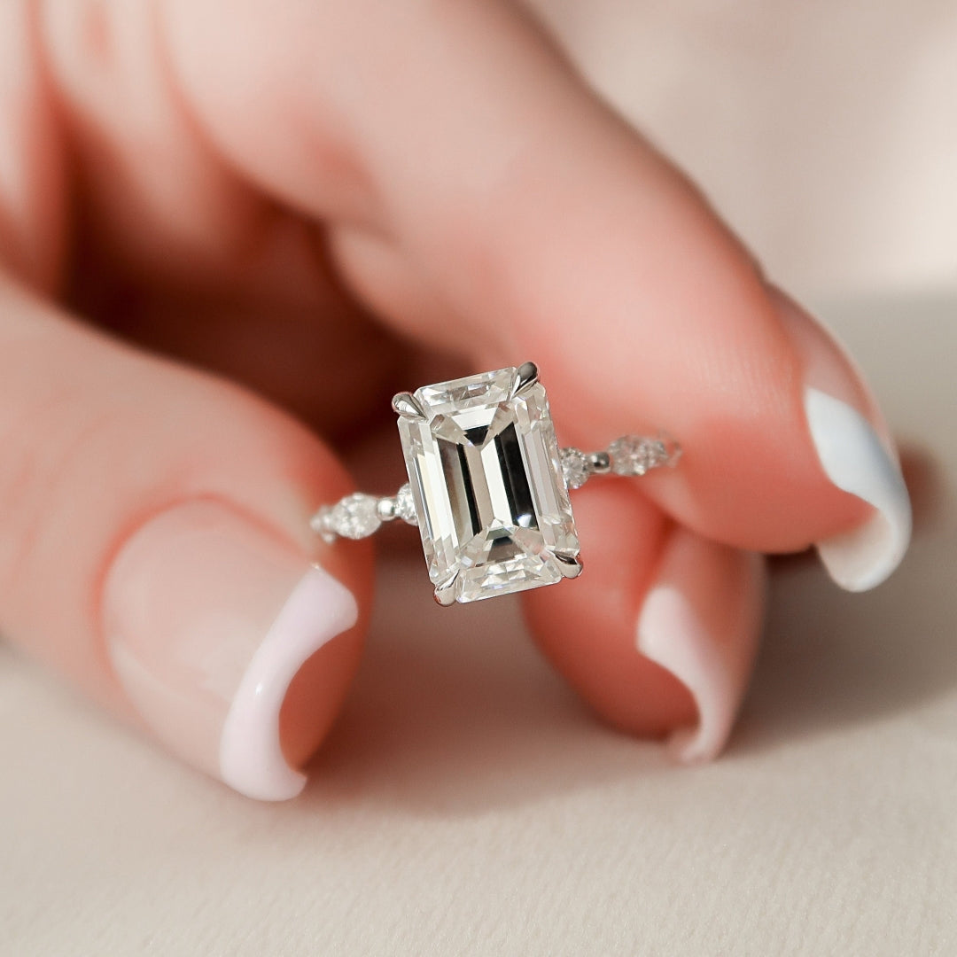 Moissanite 3.17 CT Cushion Cut Diamond Mid-Century Anniversary Ring