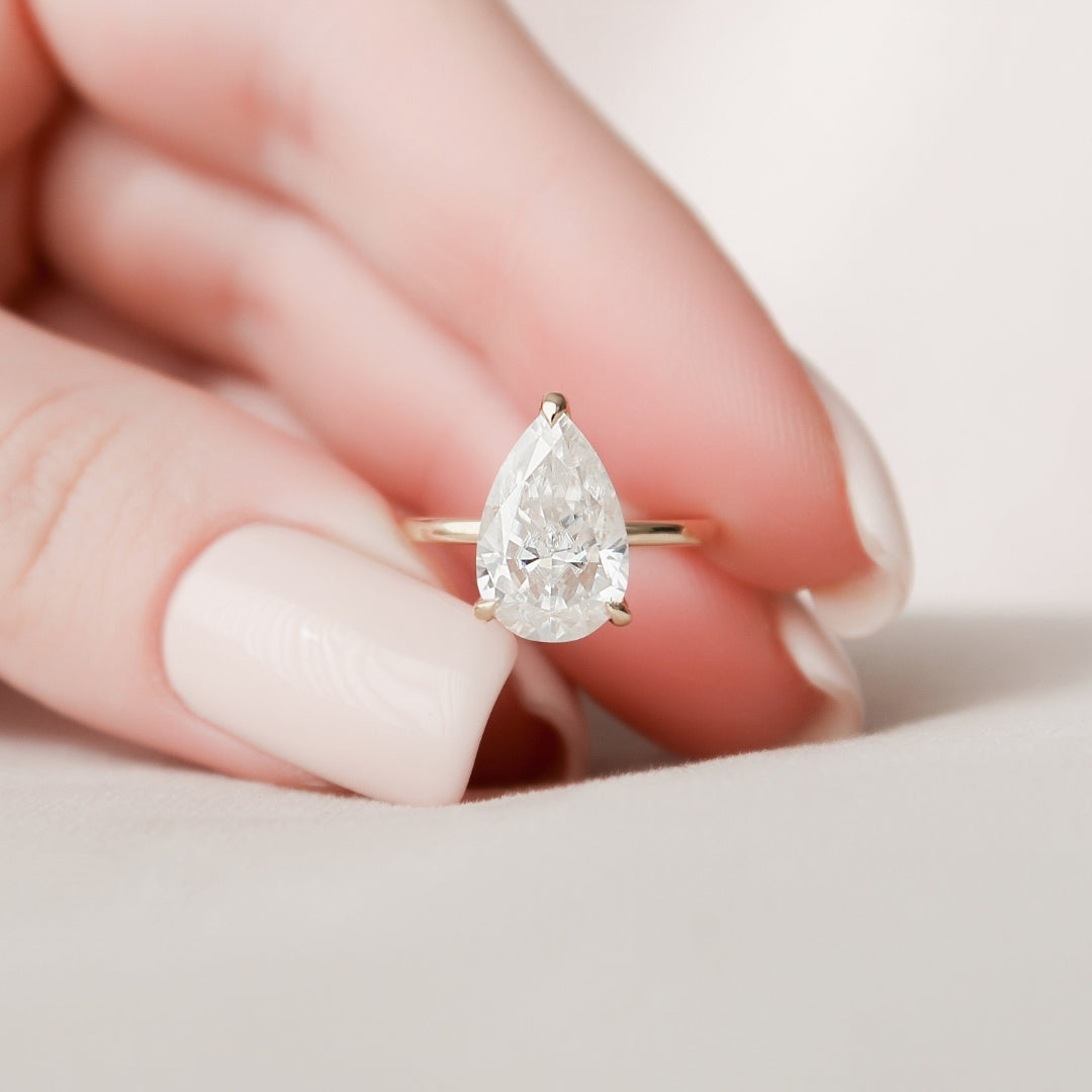 Moissanite 2.87 CT Pear Cut Diamond Mid-Century Anniversary Ring