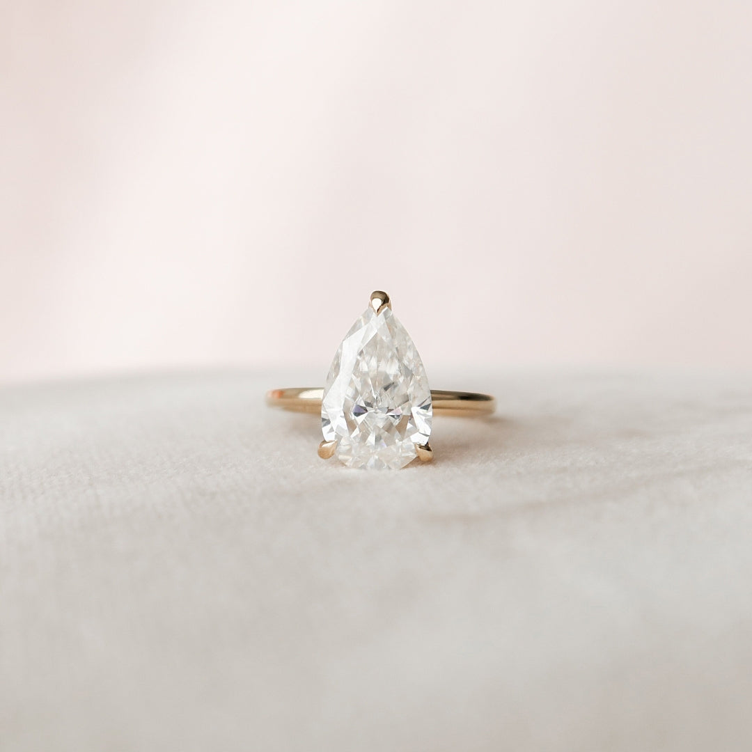 Moissanite 2.87 CT Pear Cut Diamond Mid-Century Anniversary Ring