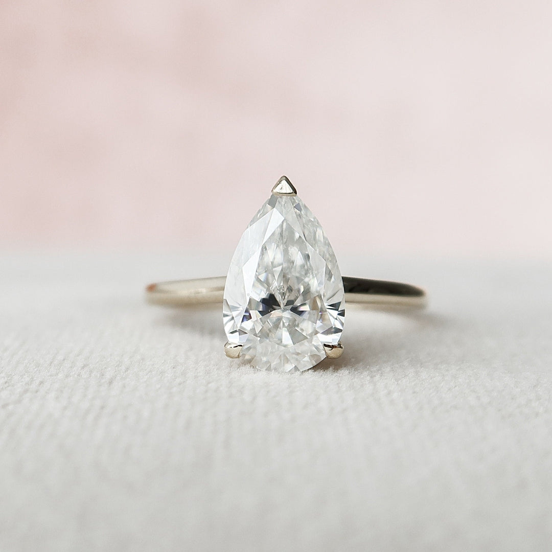 Moissanite 1.98 CT Pear Cut Diamond Art Nouveau Wedding Ring