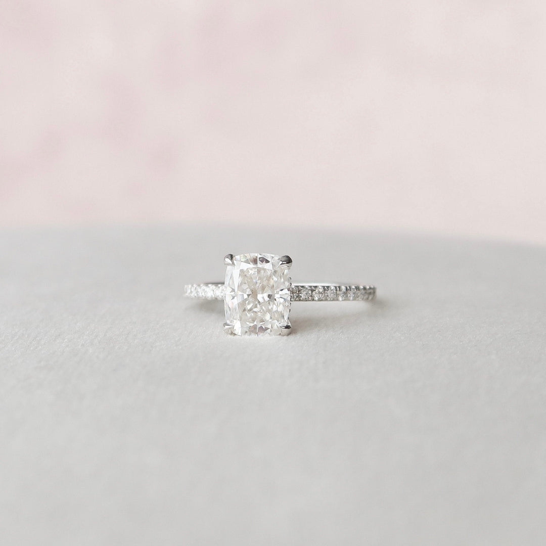 Moissanite 2.45 CT Cushion Cut Diamond Minimalist Handmade Ring