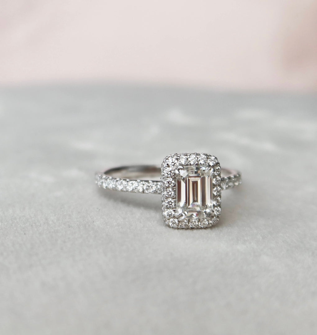 Moissanite 2.30 CT Emerald Cut Diamond Boho & Hippie Wedding Ring