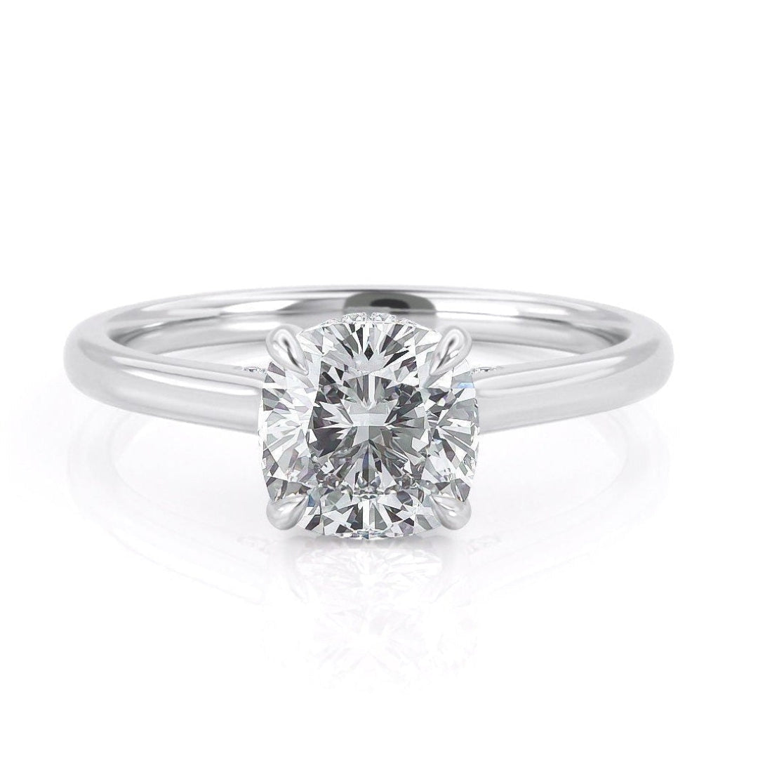 Moissanite 2.00 CT Cushion Cut Diamond Brutalist Engagement Ring