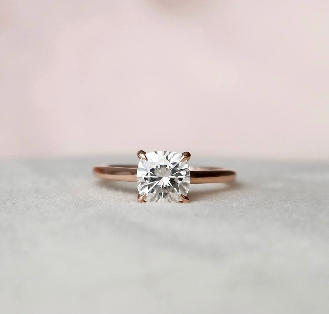 Moissanite 2.00 CT Cushion Cut Diamond Brutalist Engagement Ring