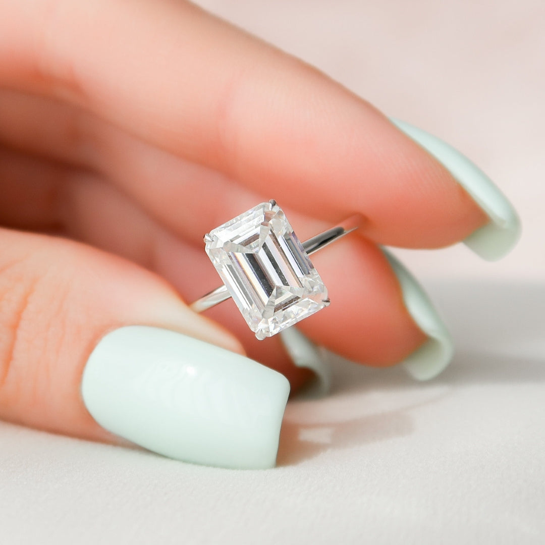 Moissanite 1.25 CT Emerald Cut Diamond Edwardian Wedding Ring