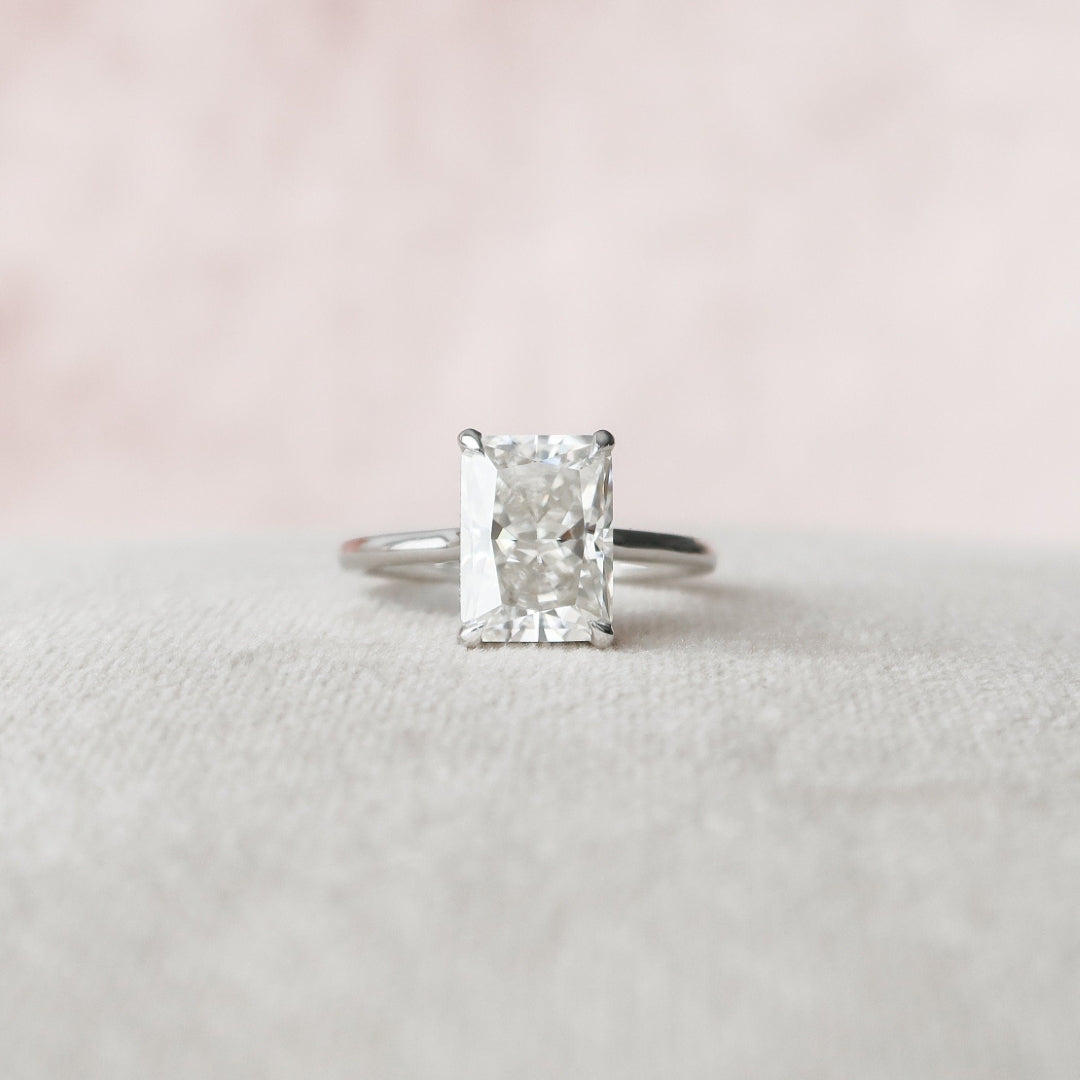 Moissanite 1.85 CT Radiant Cut Diamond Mid-Century Wedding Ring