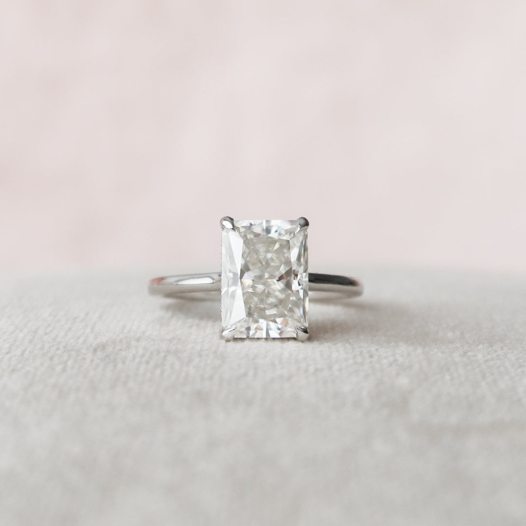 Moissanite 1.85 CT Radiant Cut Diamond Mid-Century Wedding Ring