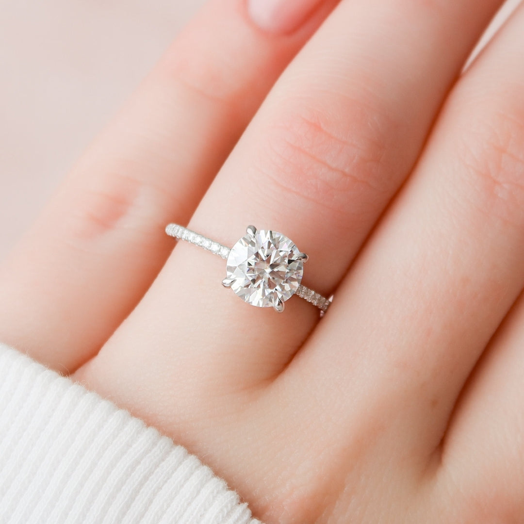 Moissanite 2.45 CT Round Cut Diamond Avant Garde Engagement Ring