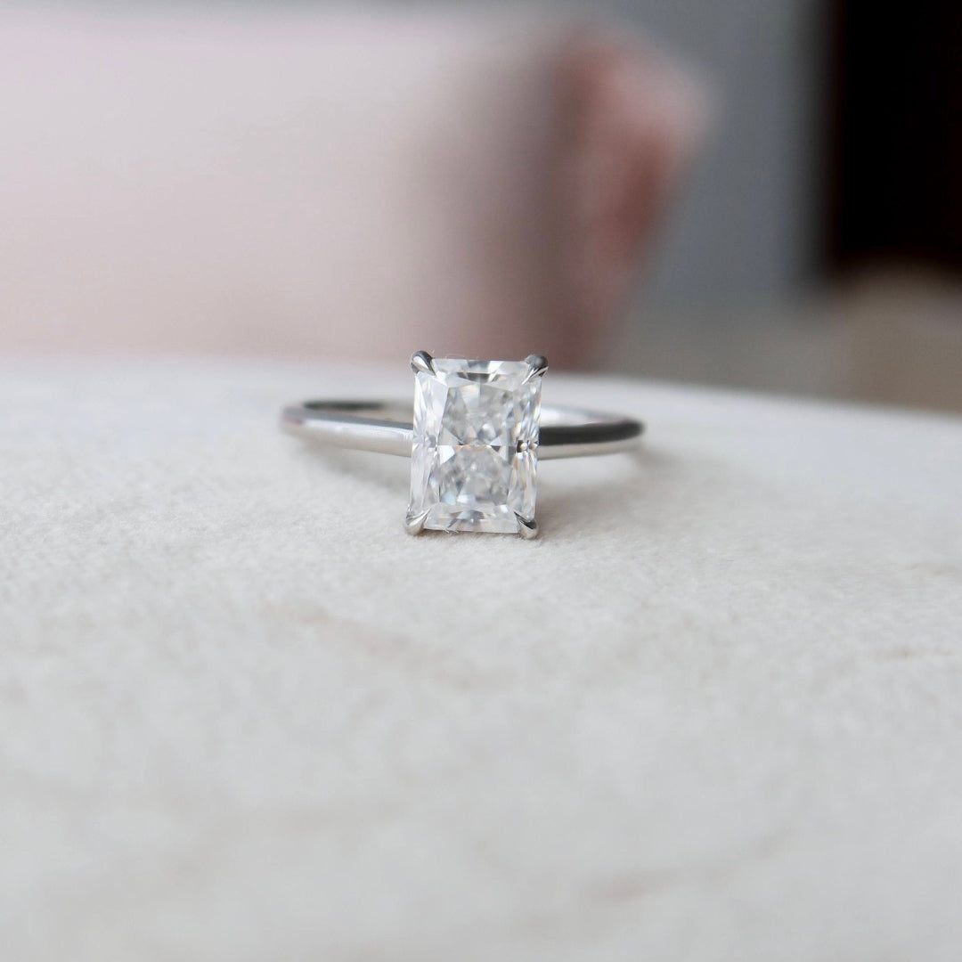 Moissanite 2.25 CT Radiant Cut Diamond Art Deco Engagement Ring