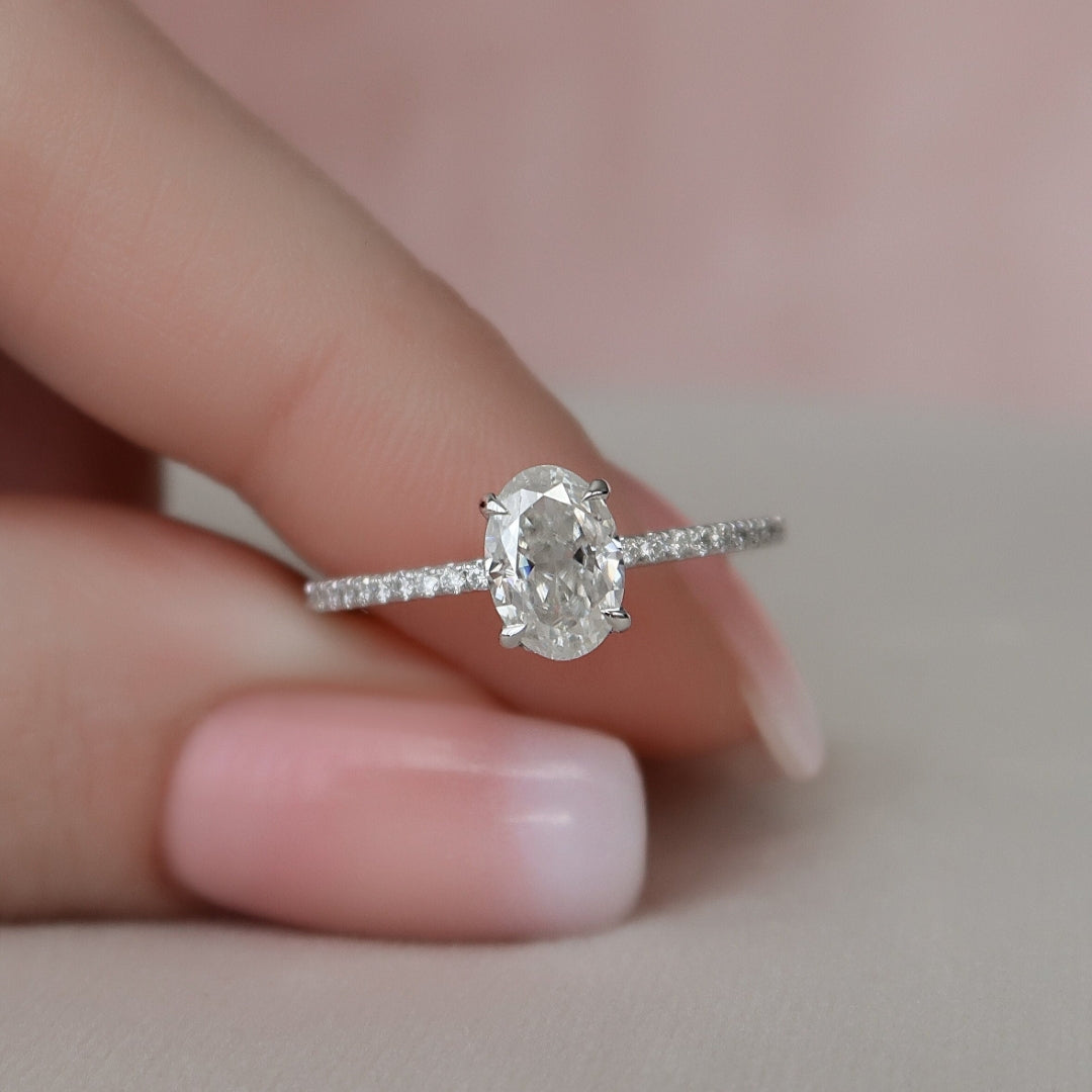 Moissanite 2.35 CT Oval Cut Diamond Art Nouveau Engagement Ring