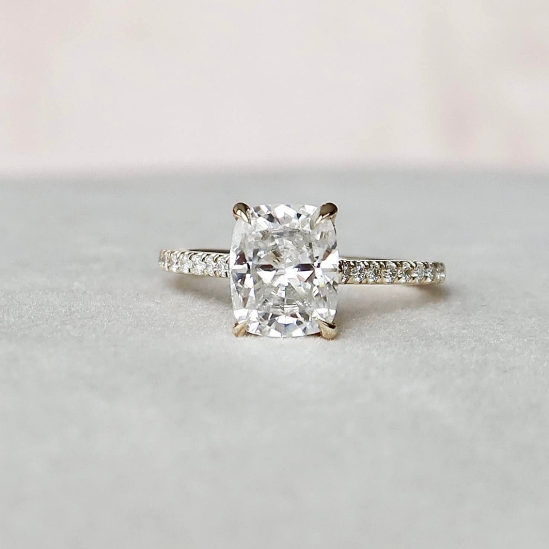 Moissanite 2.94 CT Cushion Cut Diamond Minimalist Anniversary Ring