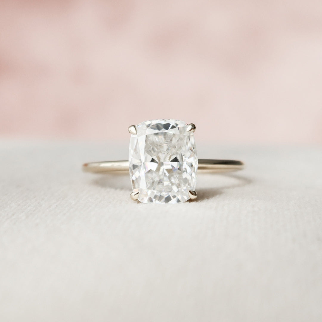 Moissanite 1.98 CT Cushion Cut Diamond Minimalist Anniversary Ring