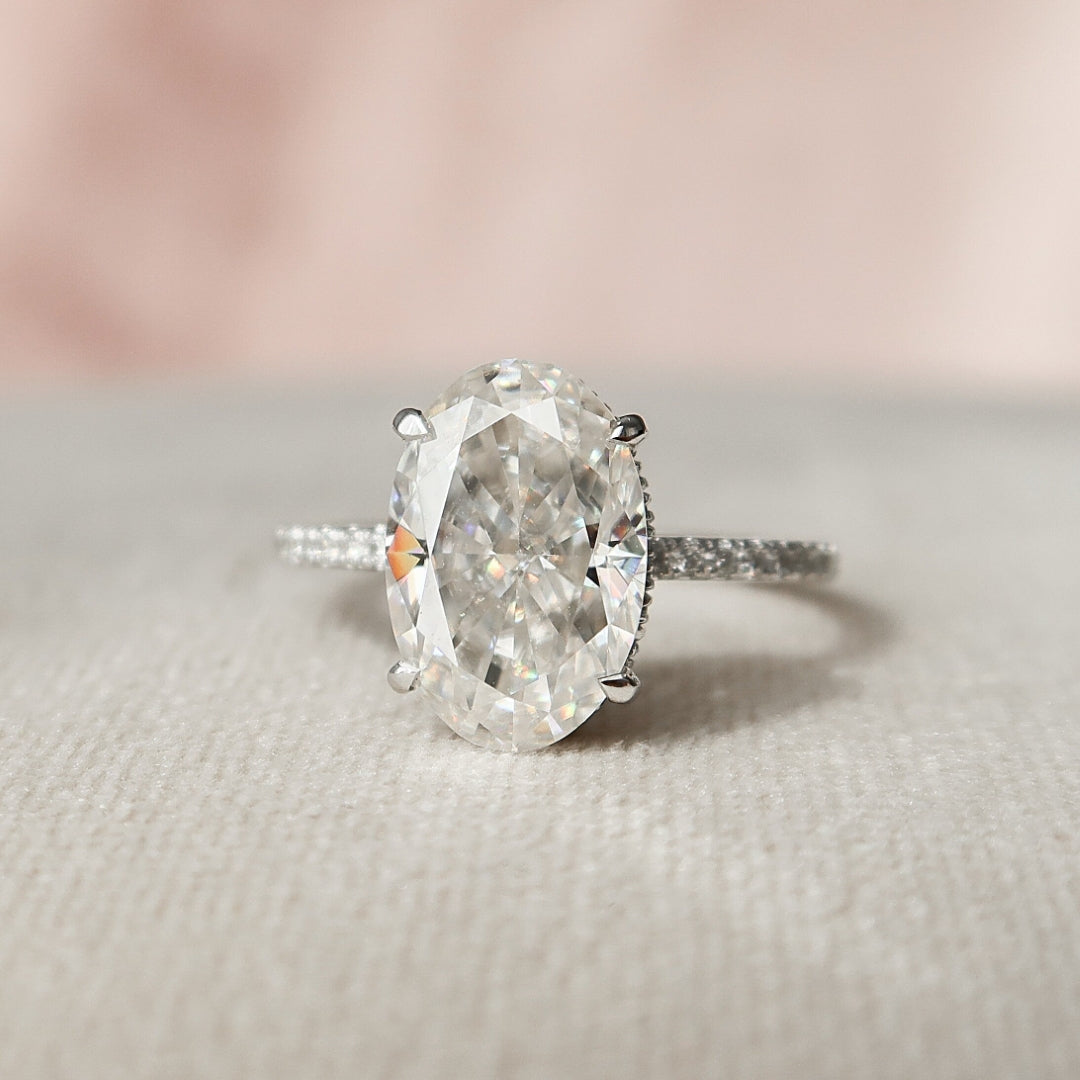 Moissanite 2.48 CT Oval Cut Diamond Avant  Engagement Ring