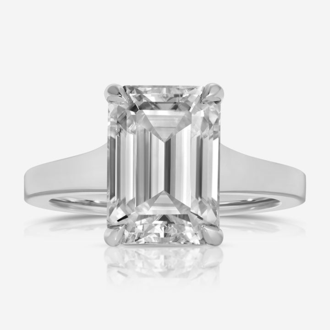 Moissanite 4.85 CT Emerald Cut Diamond Art Nouveau Anniversary Ring