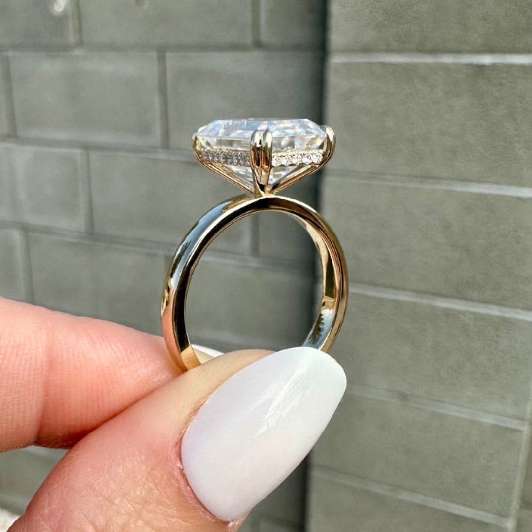 Moissanite 6.90 CT Emerald Cut Diamond Victorian Engagement Ring