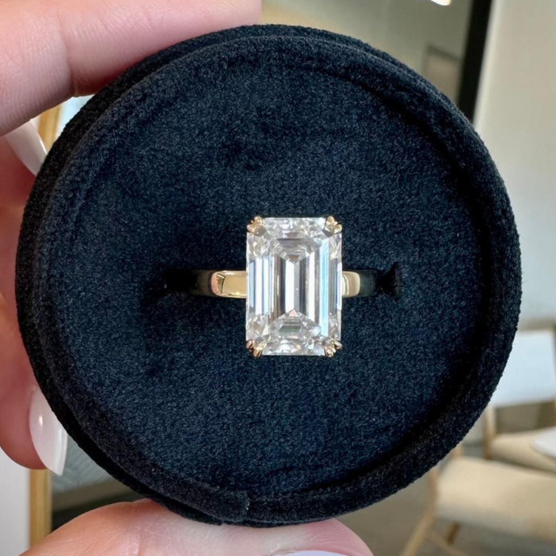 Moissanite 6.90 CT Emerald Cut Diamond Victorian Engagement Ring