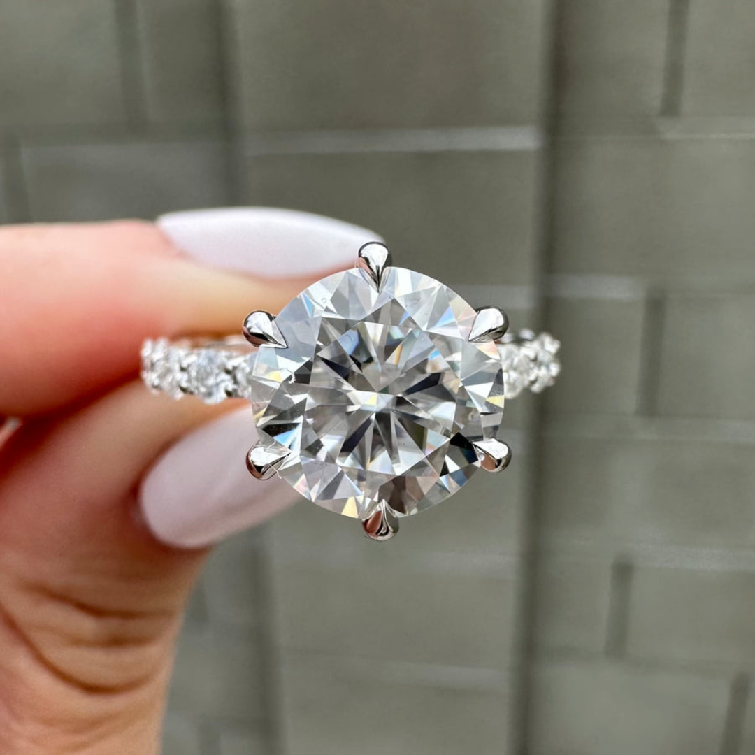 Moissanite 4.60 CT Round Cut Diamond Edwardian Anniversary Ring