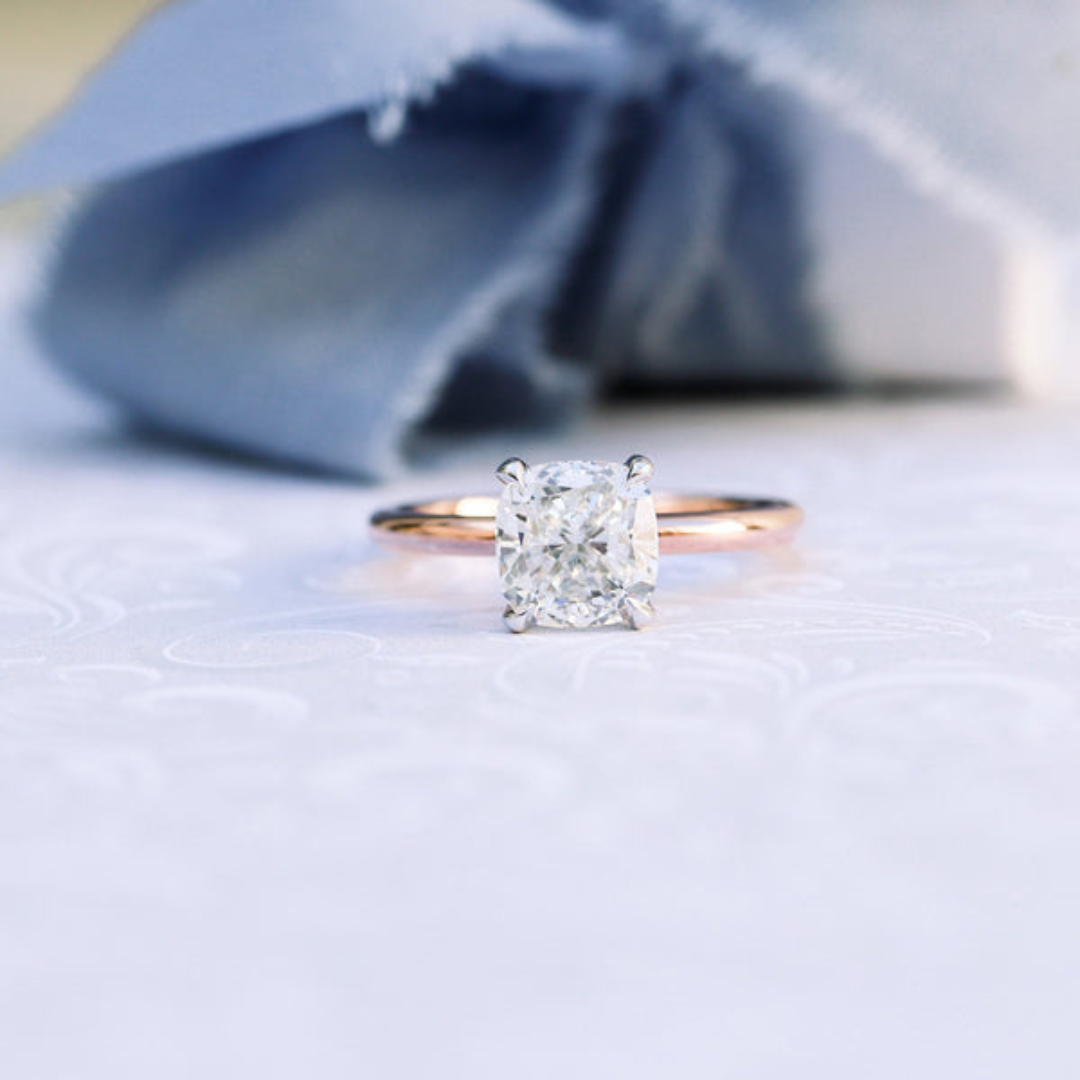 Moissanite 1.70 CT Cushion Cut Diamond Mid-Century Anniversary Ring