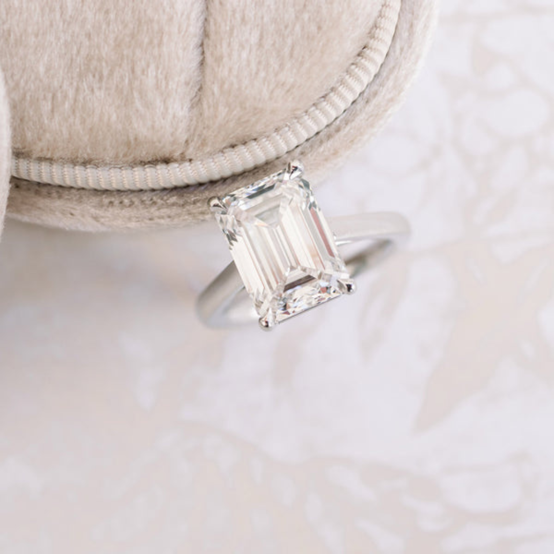 Moissanite 1.88 CT Emerald Cut Diamond Gothic Wedding Ring