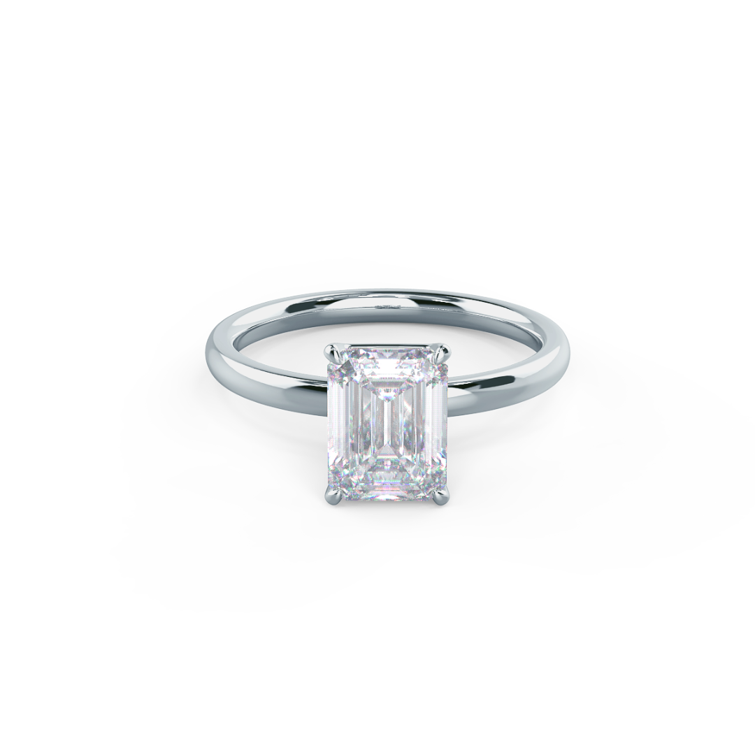 Moissanite 1.76 CT Emerald Cut Diamond Art Nouveau Handmade Ring