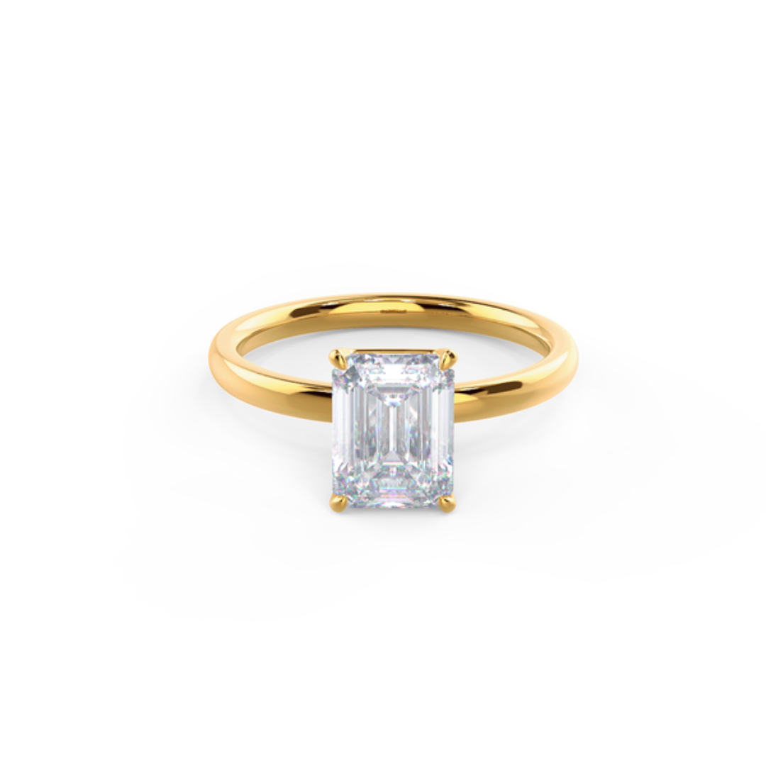 Moissanite 1.76 CT Emerald Cut Diamond Art Nouveau Handmade Ring