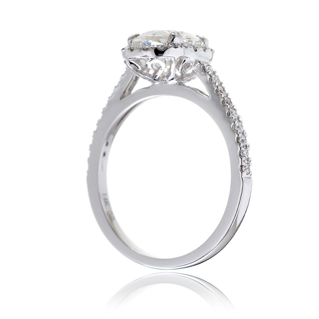 Moissanite 2.52 CT Oval Cut Diamond Art Deco Anniversary Ring