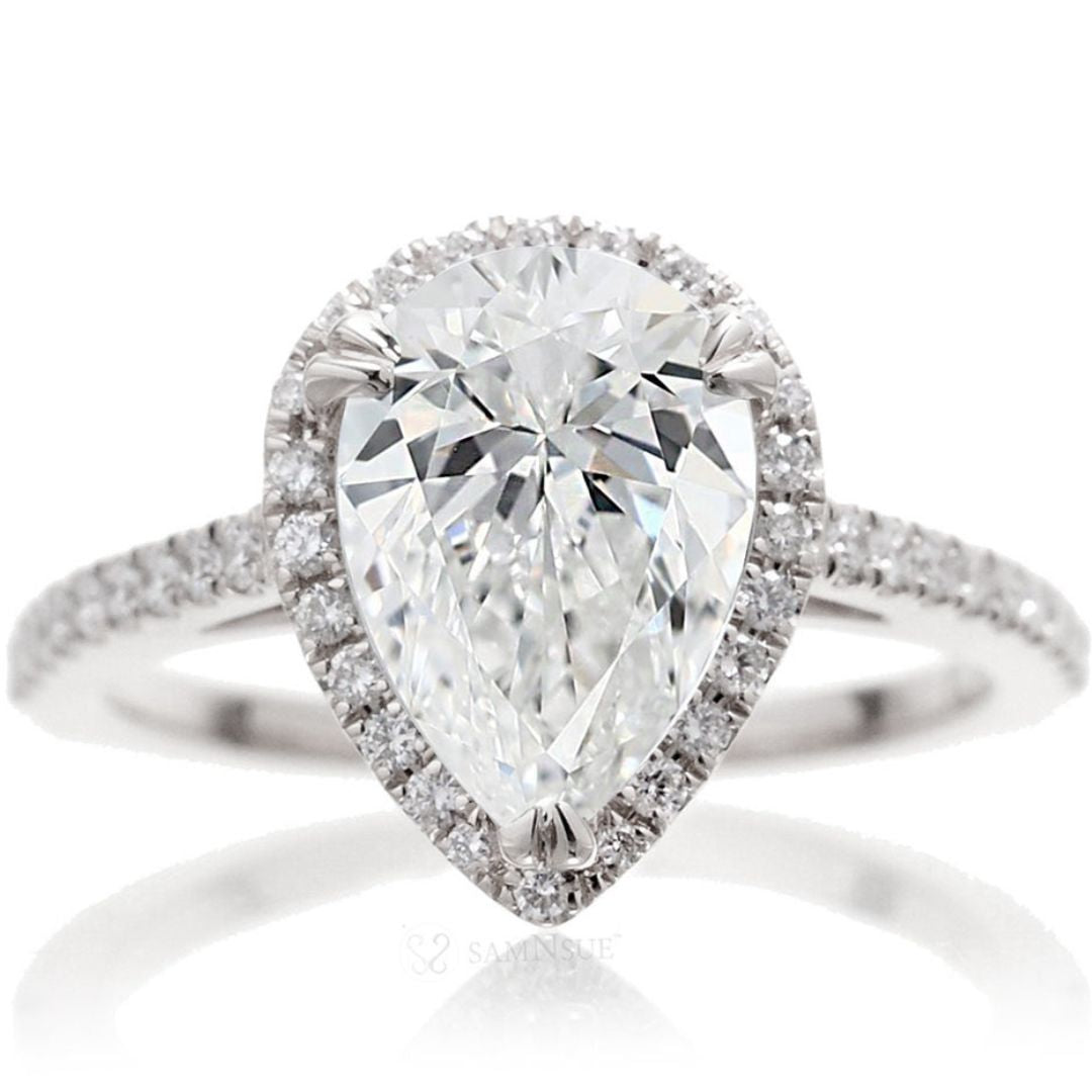 Moissanite 3.38 CT Pear Cut Diamond Brutalist Engagement Ring