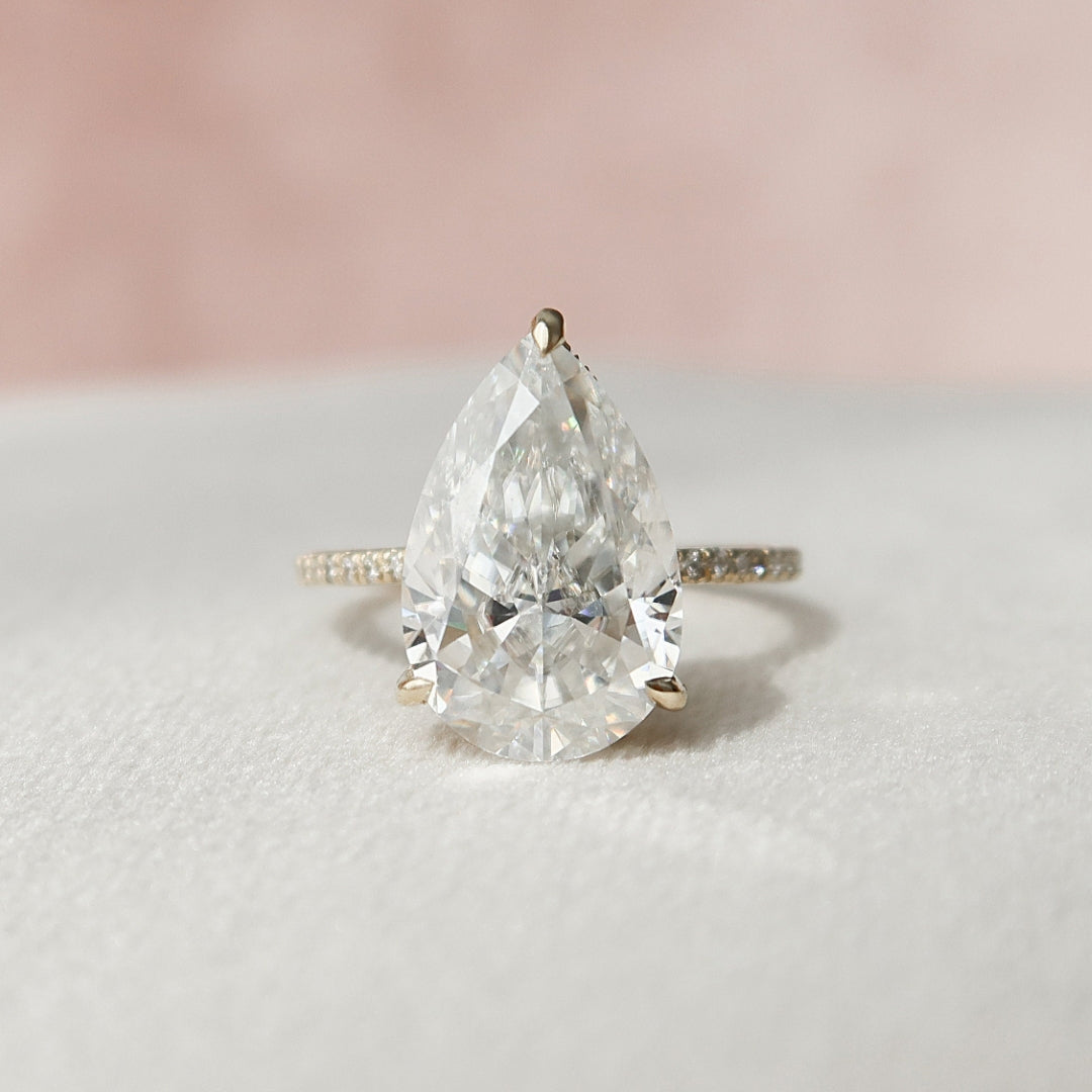 Moissanite 4.50 CT Pear Diamond Avant Garde Anniversary Ring