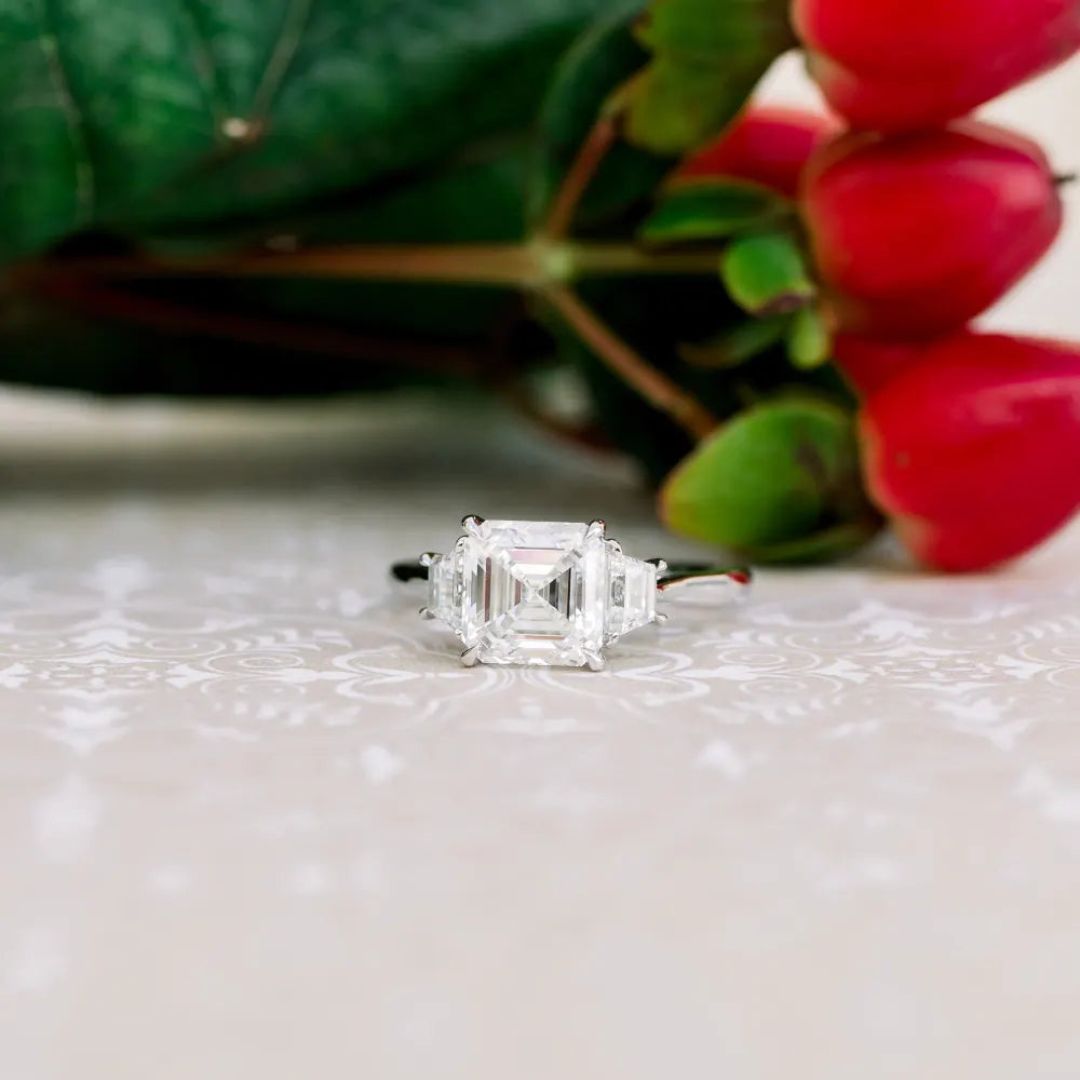 Moissanite 4.20 CT Asscher Cut Diamond Boho & Hippie Anniversary Ring