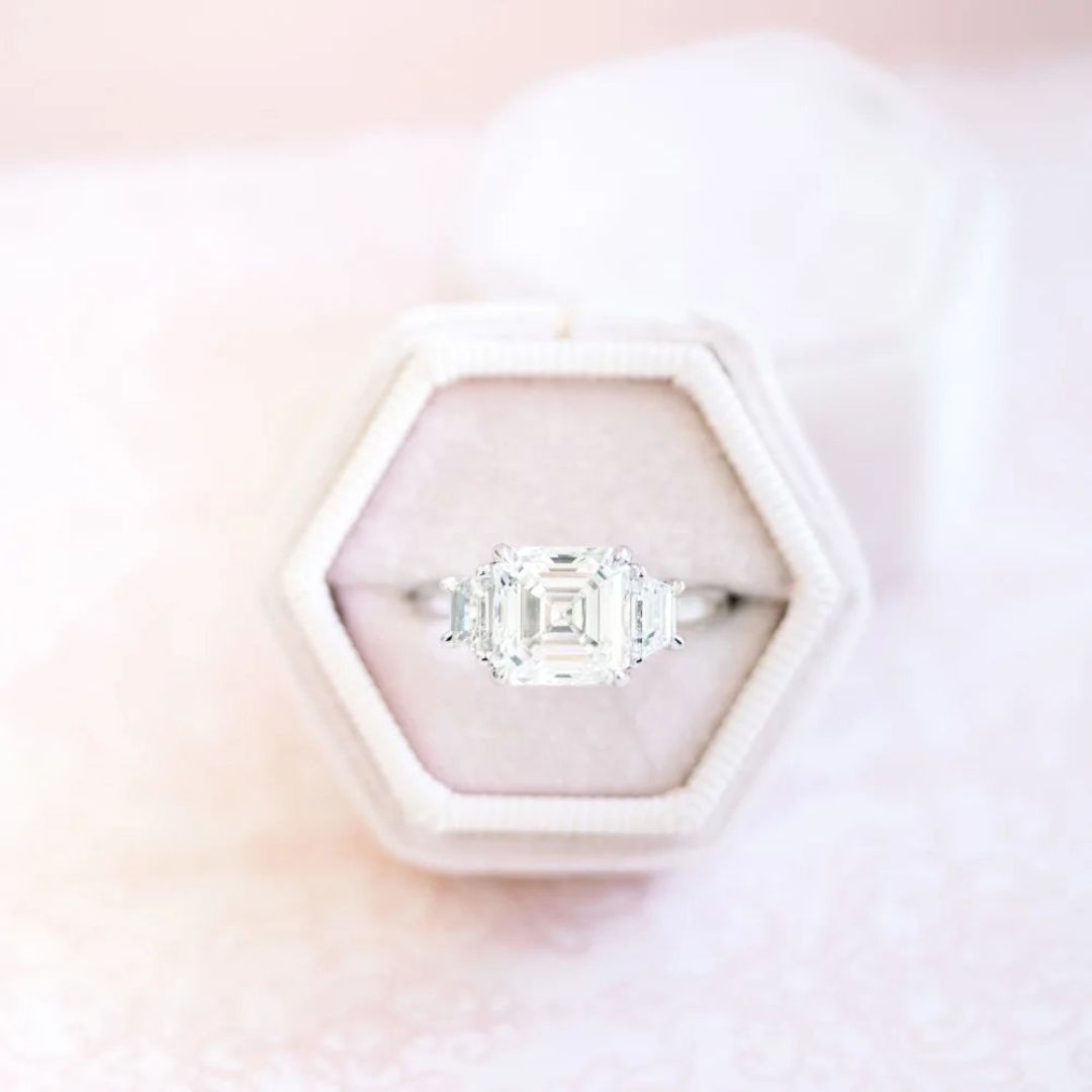 Moissanite 4.20 CT Asscher Cut Diamond Boho & Hippie Anniversary Ring