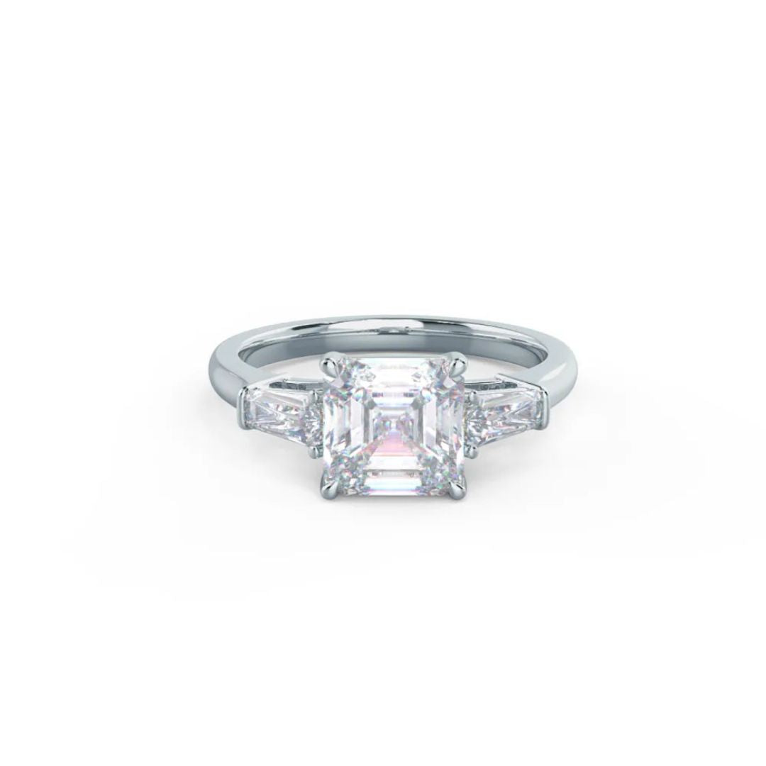 Moissanite 2.60 CT Asscher Cut Diamond Brutalist Handmade Ring