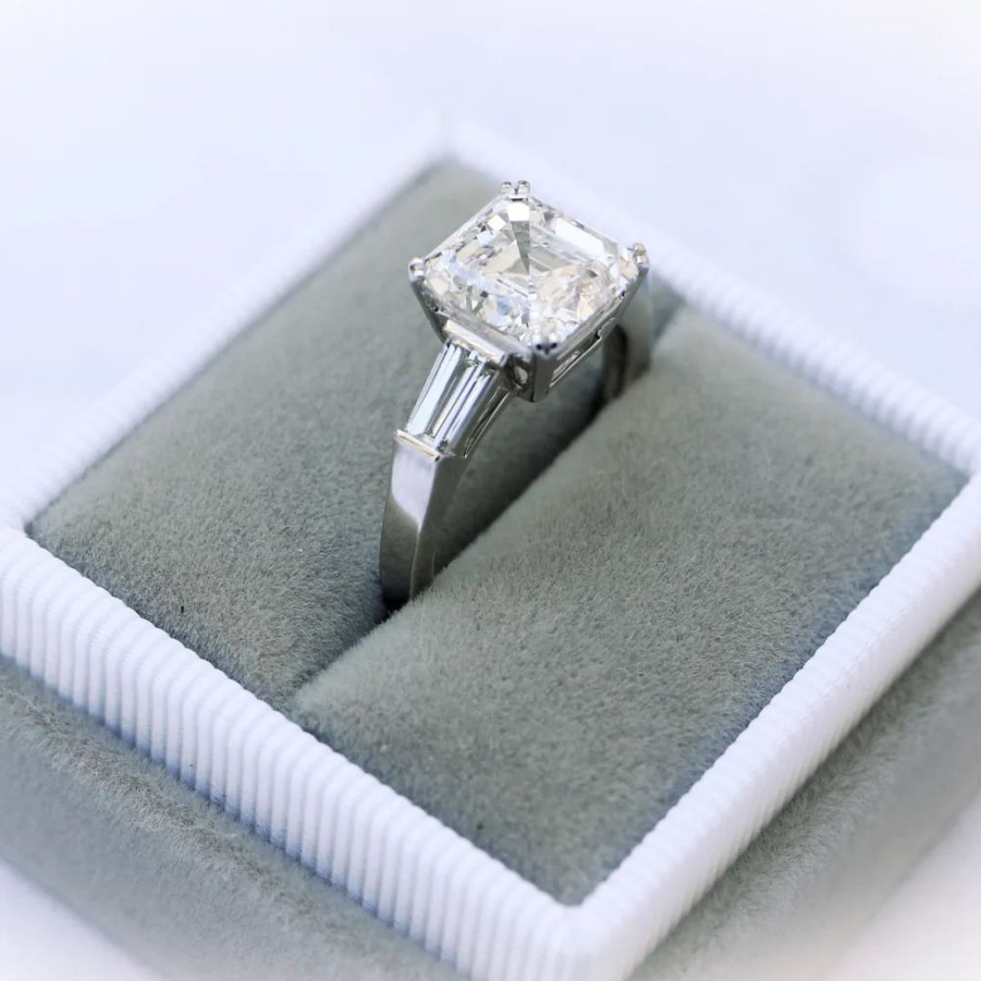 Moissanite 2.60 CT Asscher Cut Diamond Brutalist Handmade Ring