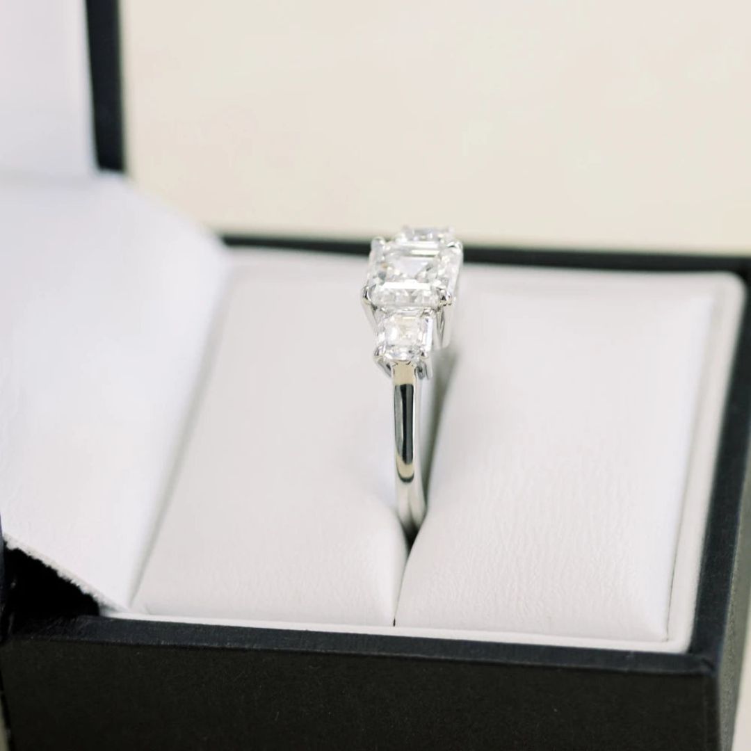 Moissanite 2.75 CT Asscher Cut Diamond Edwardian Engagement Ring