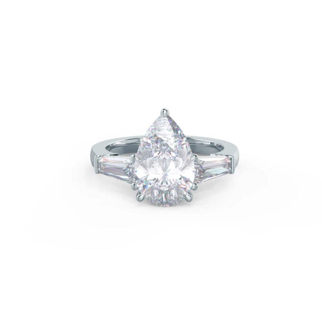 Moissanite 3.35 CT Pear Cut Diamond Art Deco Anniversary Ring