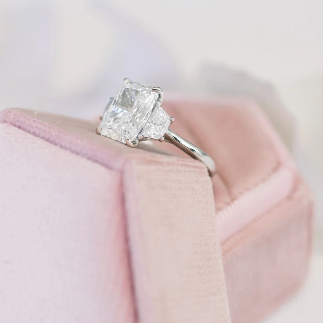 Moissanite 4.58 CT Radiant Cut Diamond Brutalist Anniversary Ring