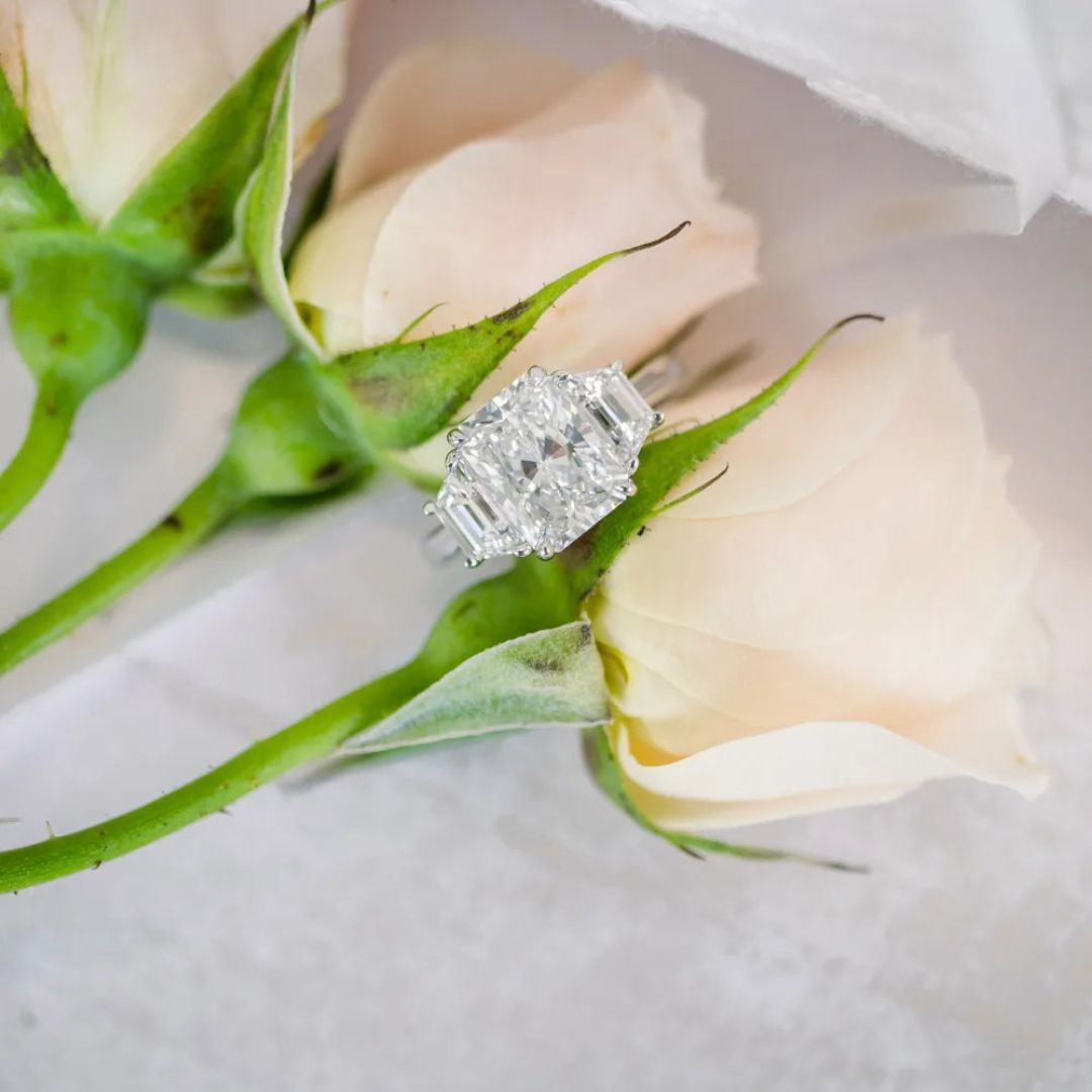 Moissanite 4.58 CT Radiant Cut Diamond Brutalist Anniversary Ring