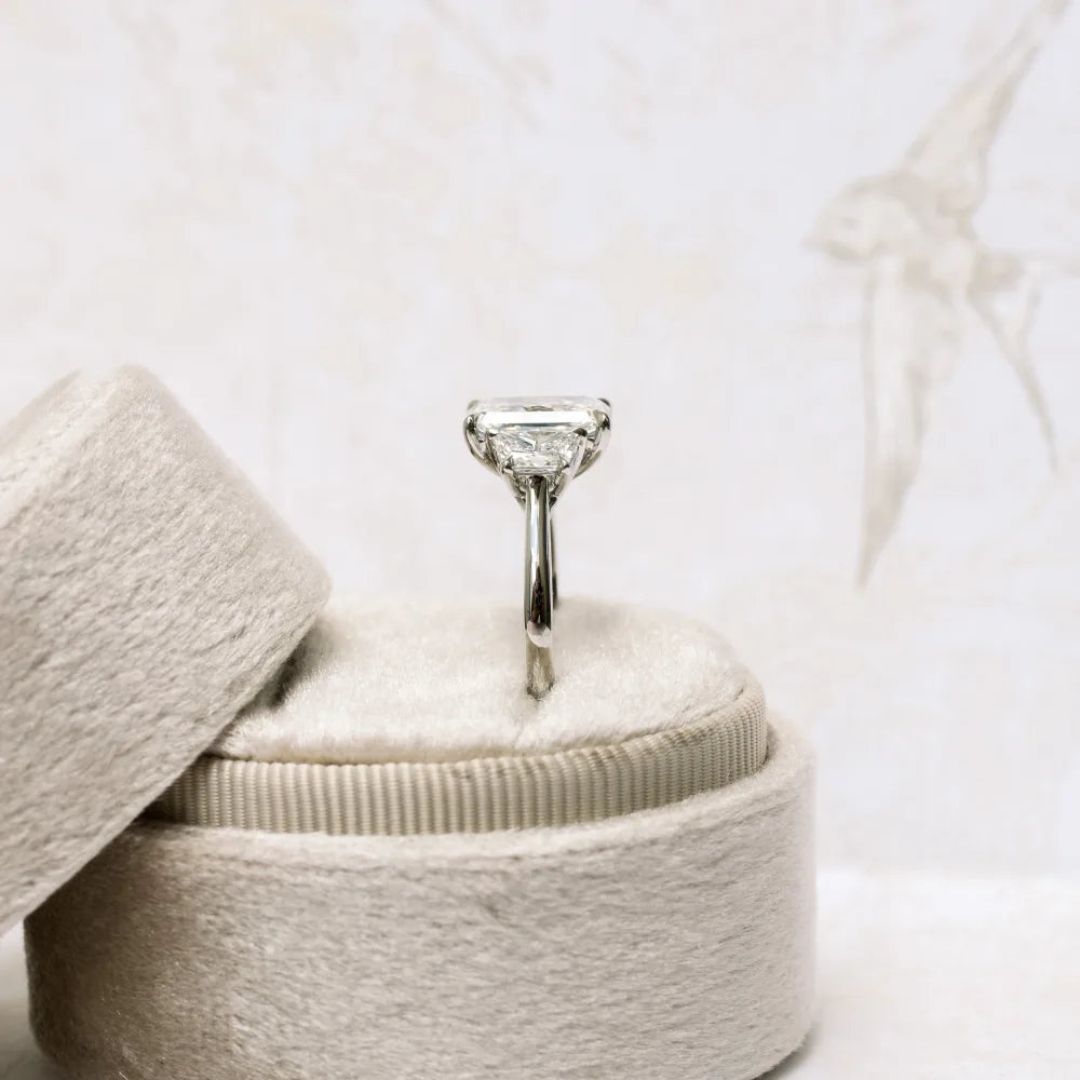 Moissanite 4.58 CT Radiant Cut Diamond Brutalist Anniversary Ring