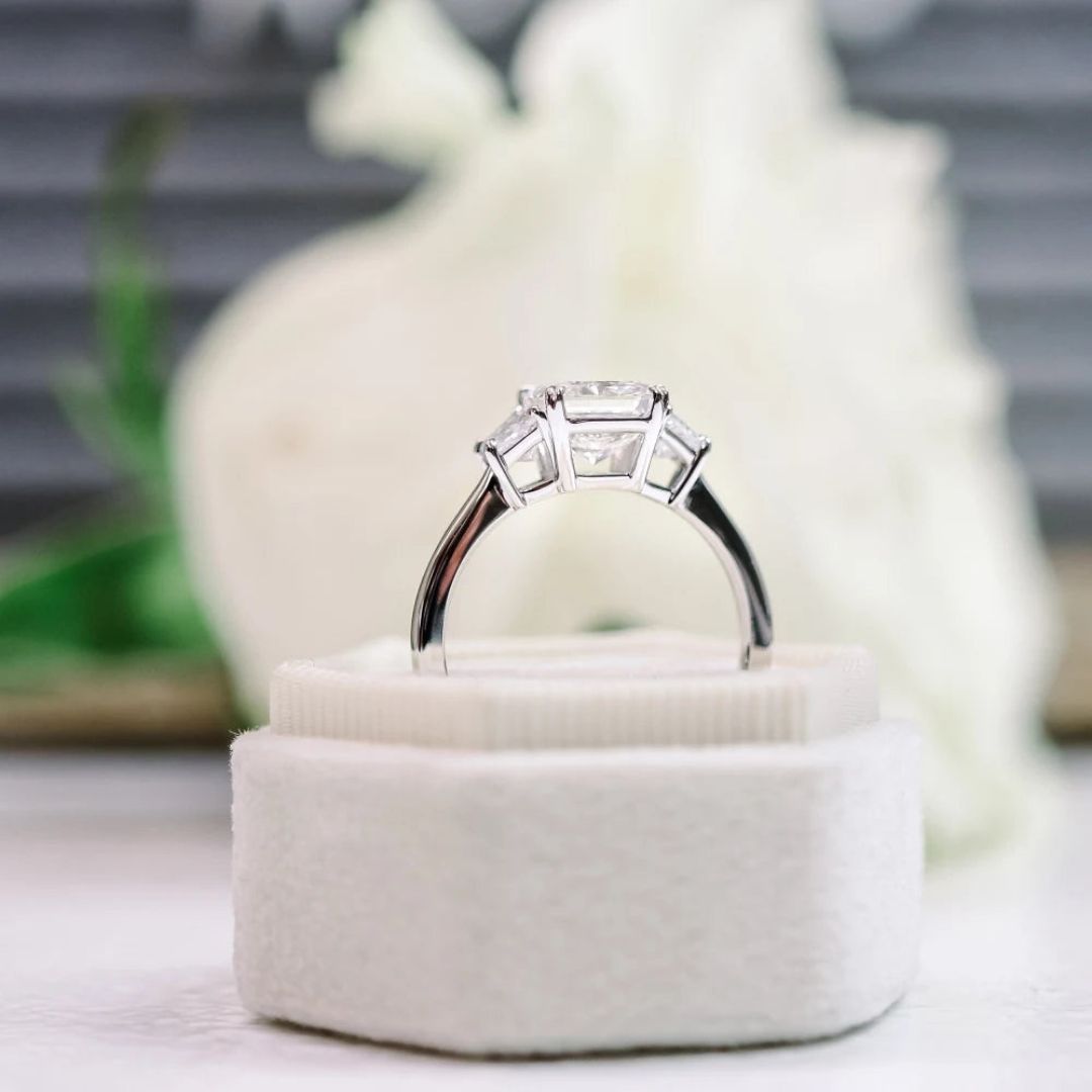 Moissanite 4.58 CT Radiant Cut Diamond Brutalist Anniversary Ring