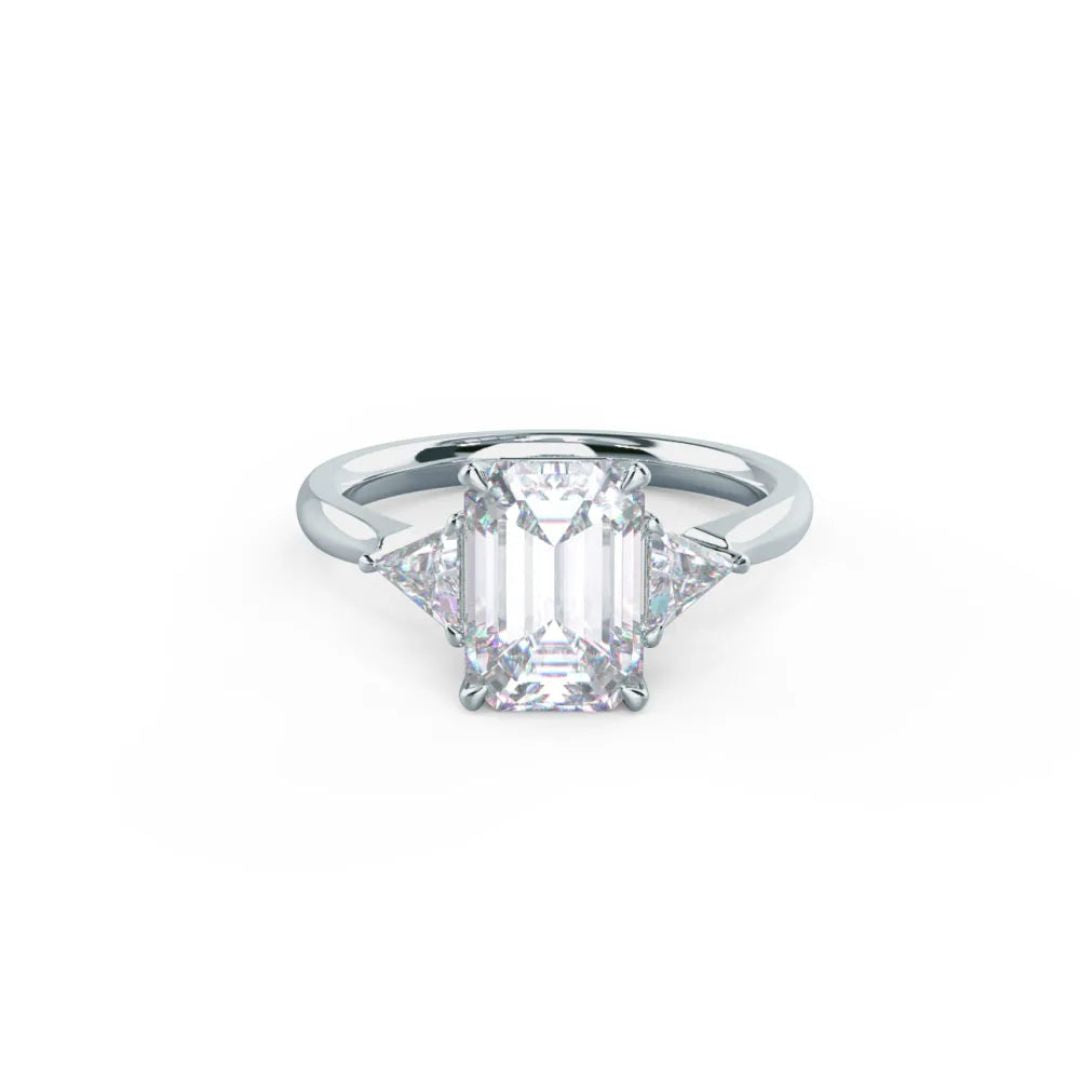 Moissanite 3.68 CT Emerald Cut Diamond Art Nouveau Anniversary Ring