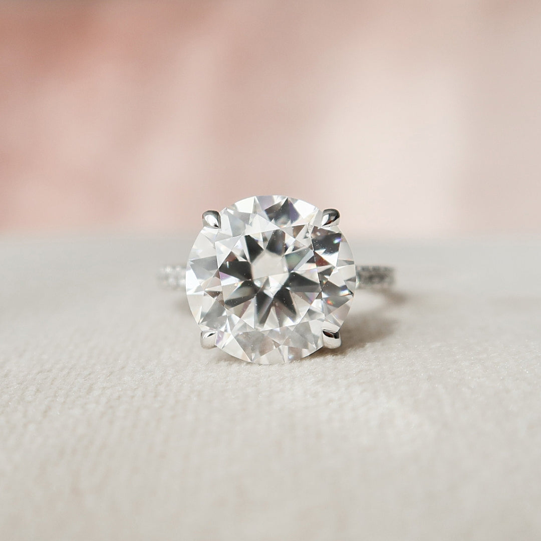 Moissanite 4.32 CT Round Cut  Diamond Mid-Century Anniversary Ring