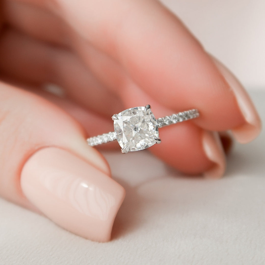 Moissanite 1.85 CT Cushion Cut Diamond Edwardian Engagement Ring