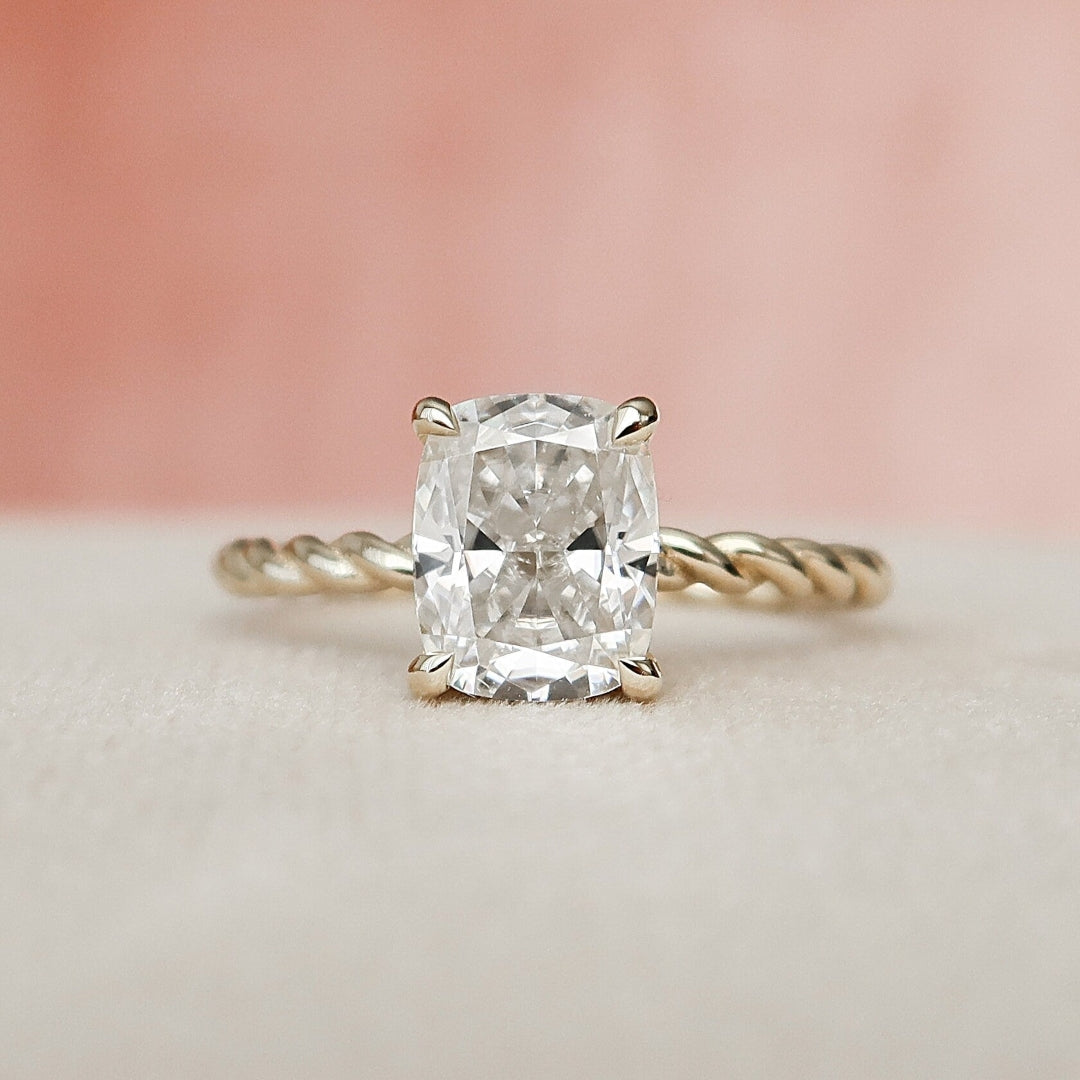 Moissanite 2.65 CT Cushion Cut Diamond Gothic Engagement Ring