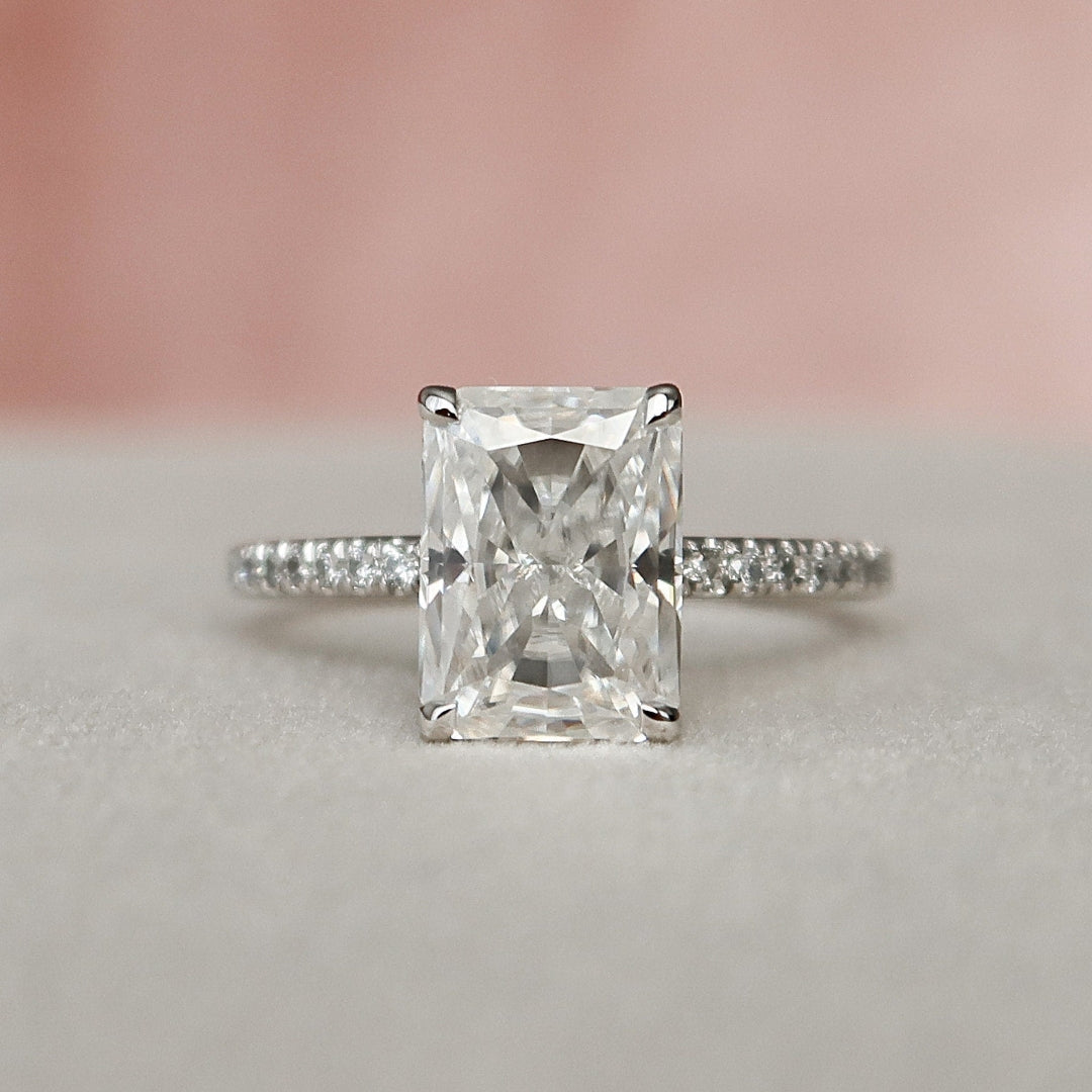 Moissanite 2.59 CT Radiant Cut Diamond Boho & Hippie Engagement Ring