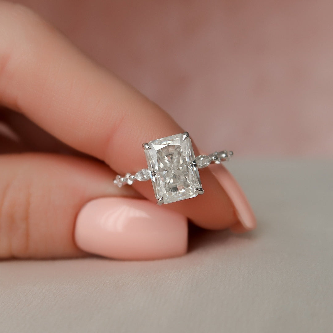 Moissanite 3.40 CT Radiant Cut Diamond Victorian Engagement Ring